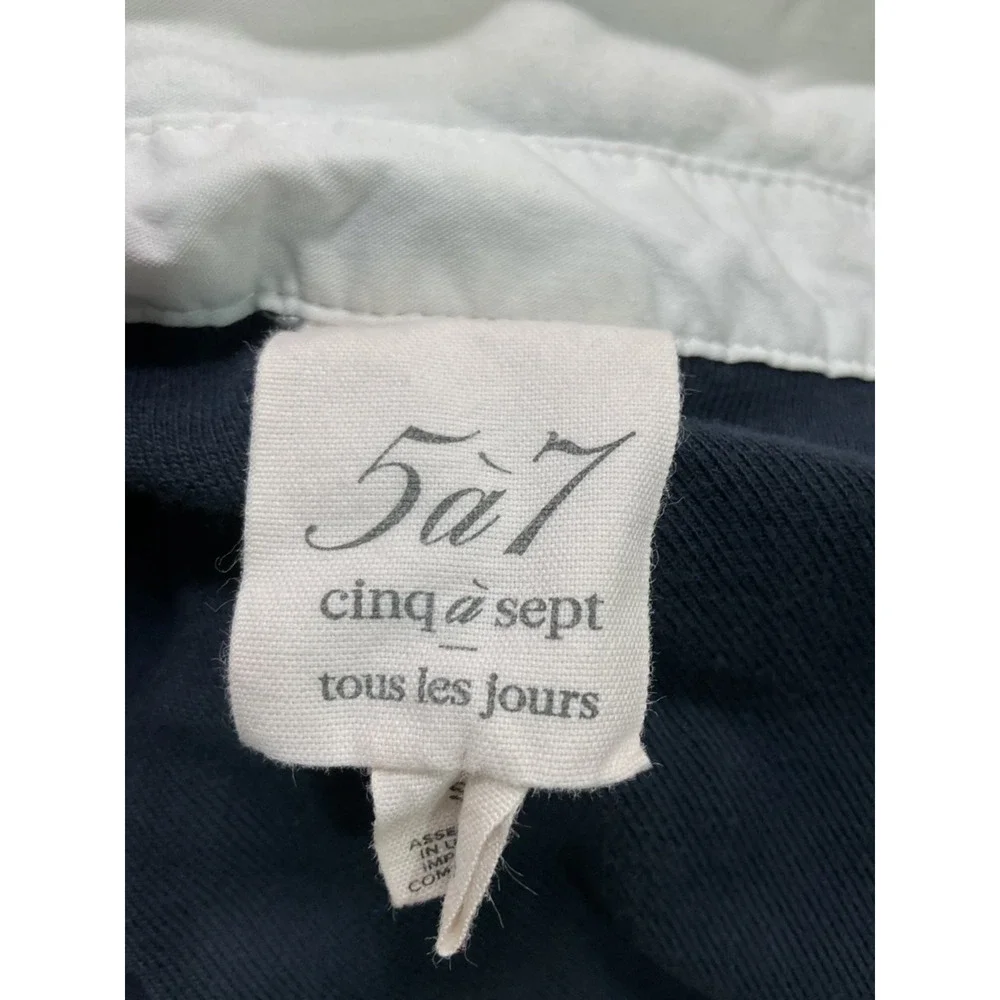 Cinq A Sept Contrast Navy And White Jaden Top Size S